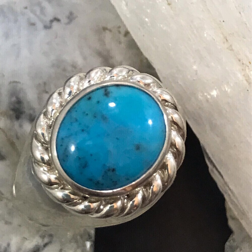Carolyn Pollack Sterling Horizontally Mounted Oval Turquoise Ring Size 10